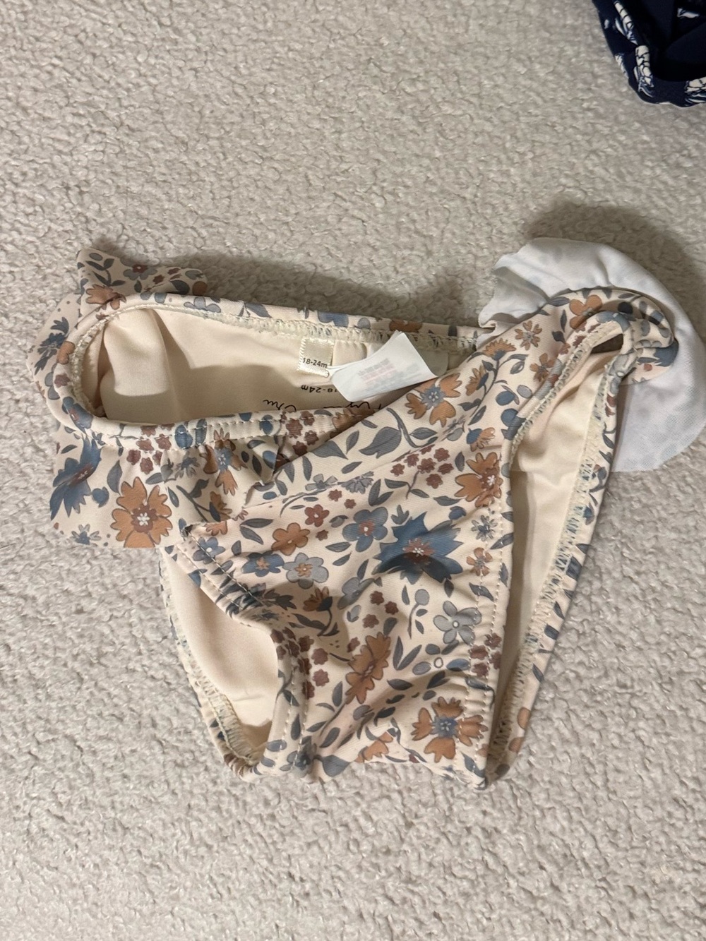 Rylee + Cru Cream Long Sleeve Floral Tee with Blue & Brown Blooms - Picture 3 of 3